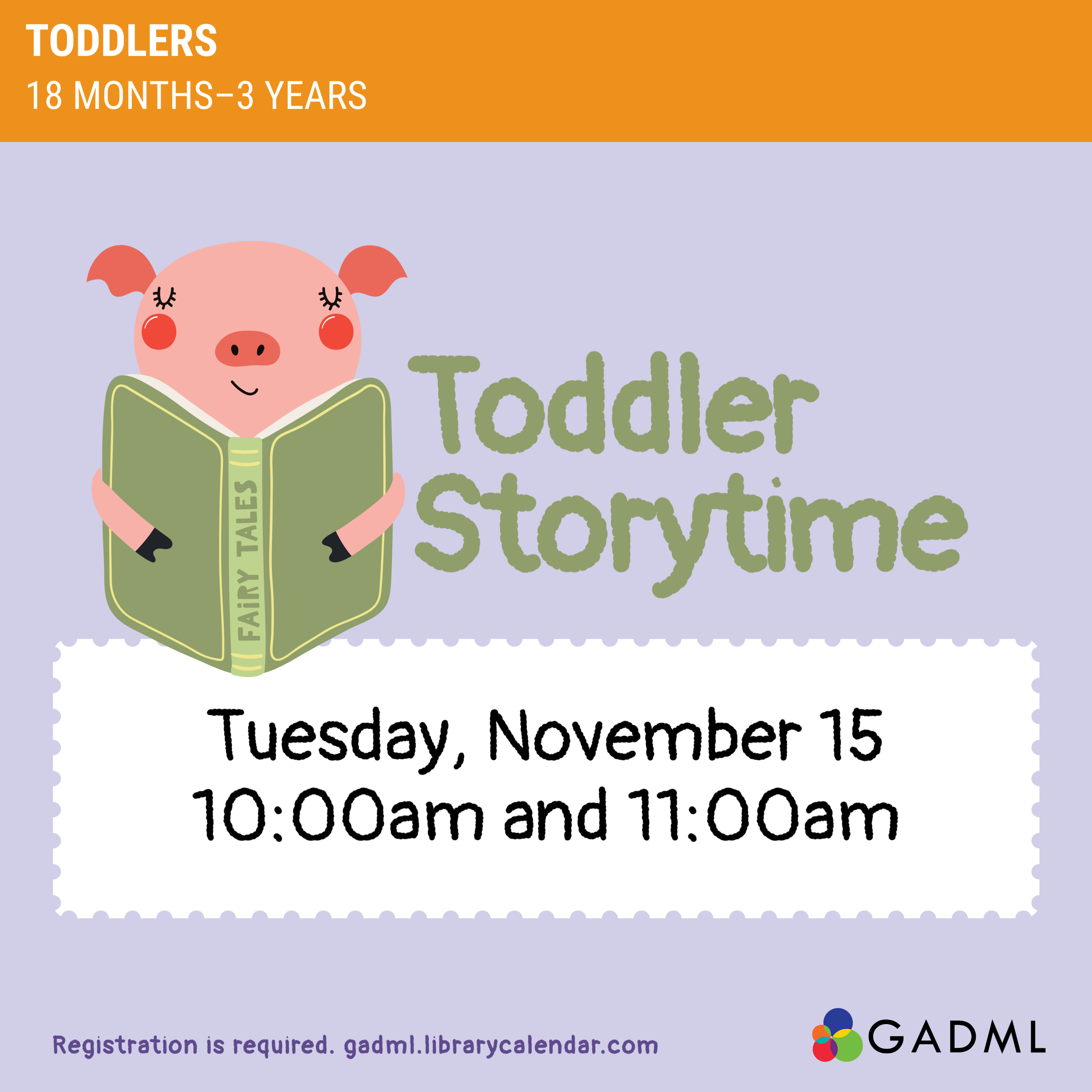 Toddler Storytime is on November 15 at 10 and 11am, our theme is Getting Dressed