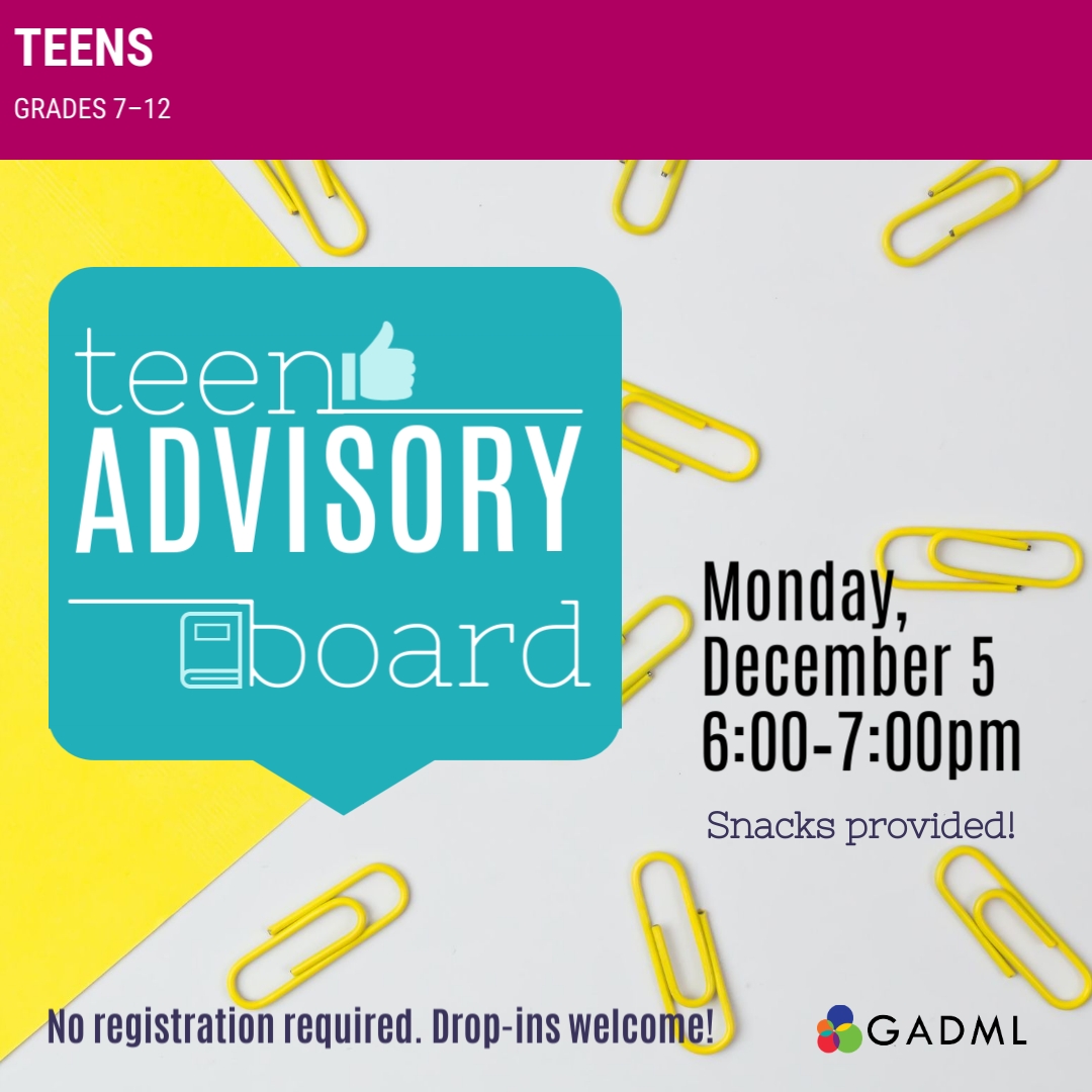 teen advisory board december 5 at 6pm