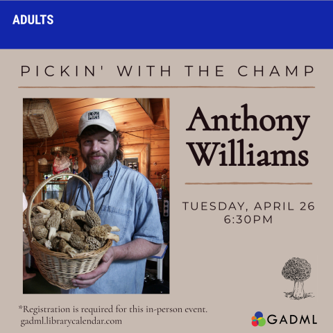 Anthony Williams holding a basket full of morels