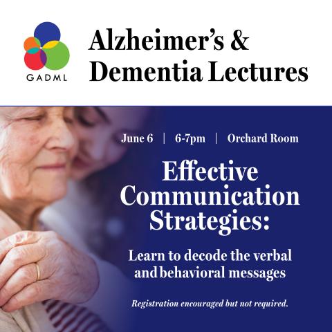 Alzheimer's and Dementia Lectures, June 6, 6pm