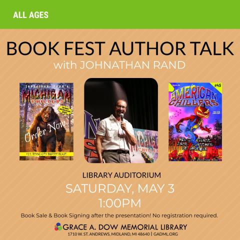 Author Talk with Johnathan Rand, May 3, 1pm, Auditorium