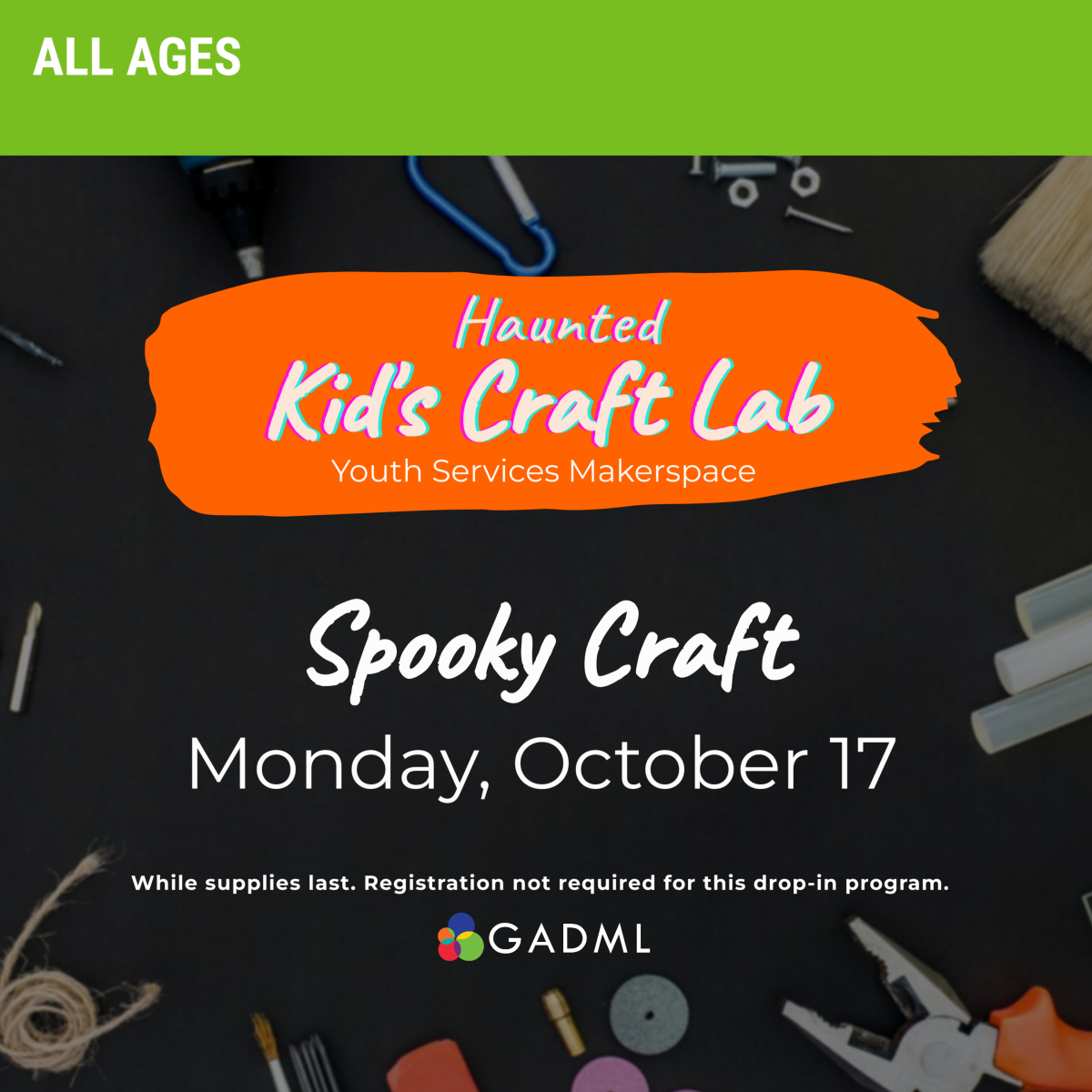 Kids Haunted Craft lab in the Orchard room 