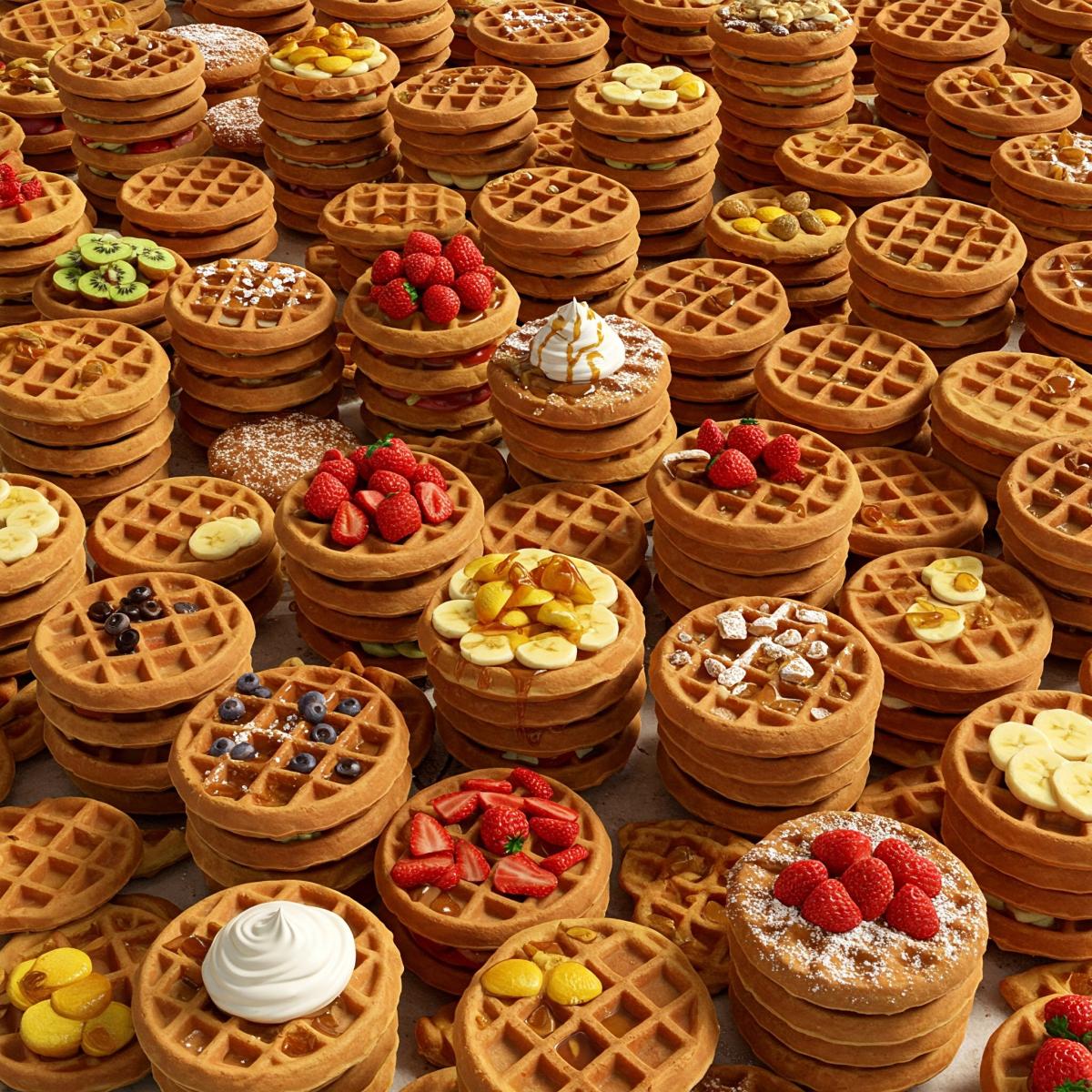 photo of many stackes of waffles