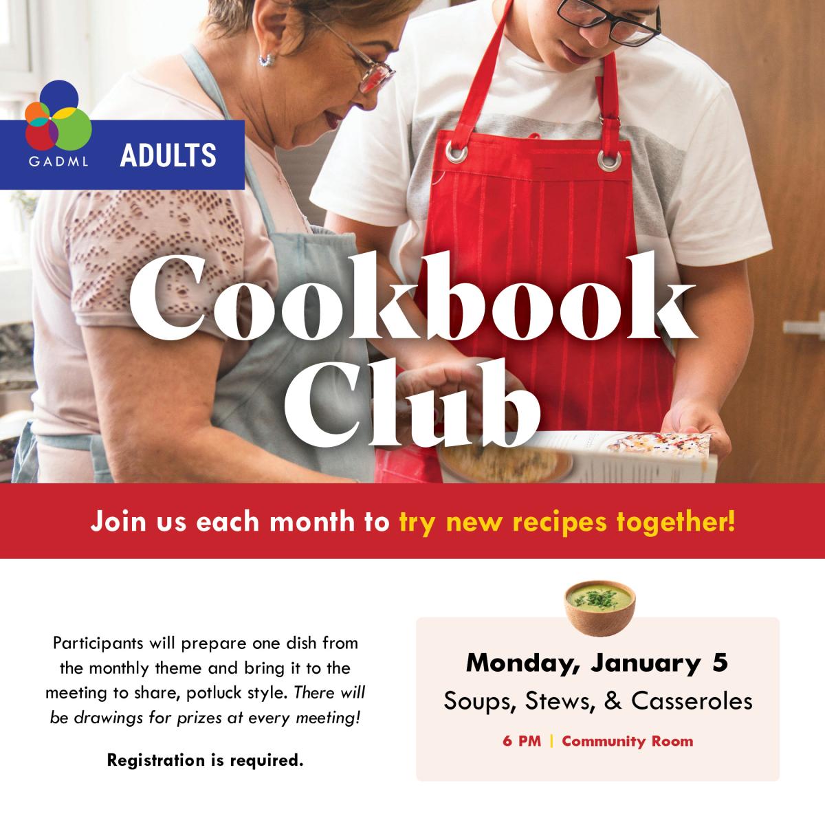 Cookbook Club: Soups, Stews, & Casseroles, Jan. 5 at 6pm